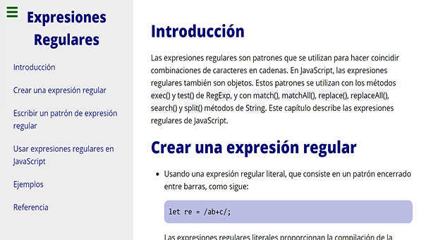 technical Documentation Page Expresiones Regulares